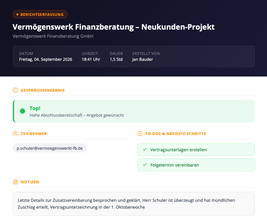 Tourenplanung & Besuchsberichte